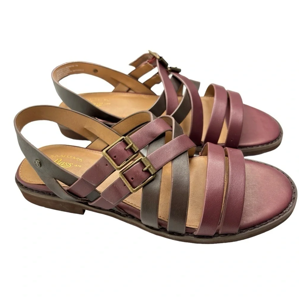 G.H. Bass & Co AMIDY Strappy Leather Sandals Womens Size 7 Adjustable Buckle NEW